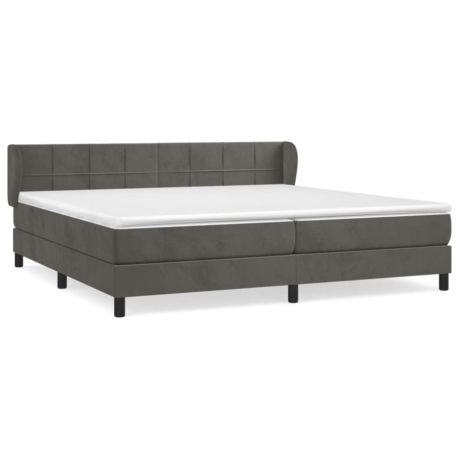 Boxspring Met Matras Fluweel Donkergrijs 200 x 200 cm Blok met vierkanten
