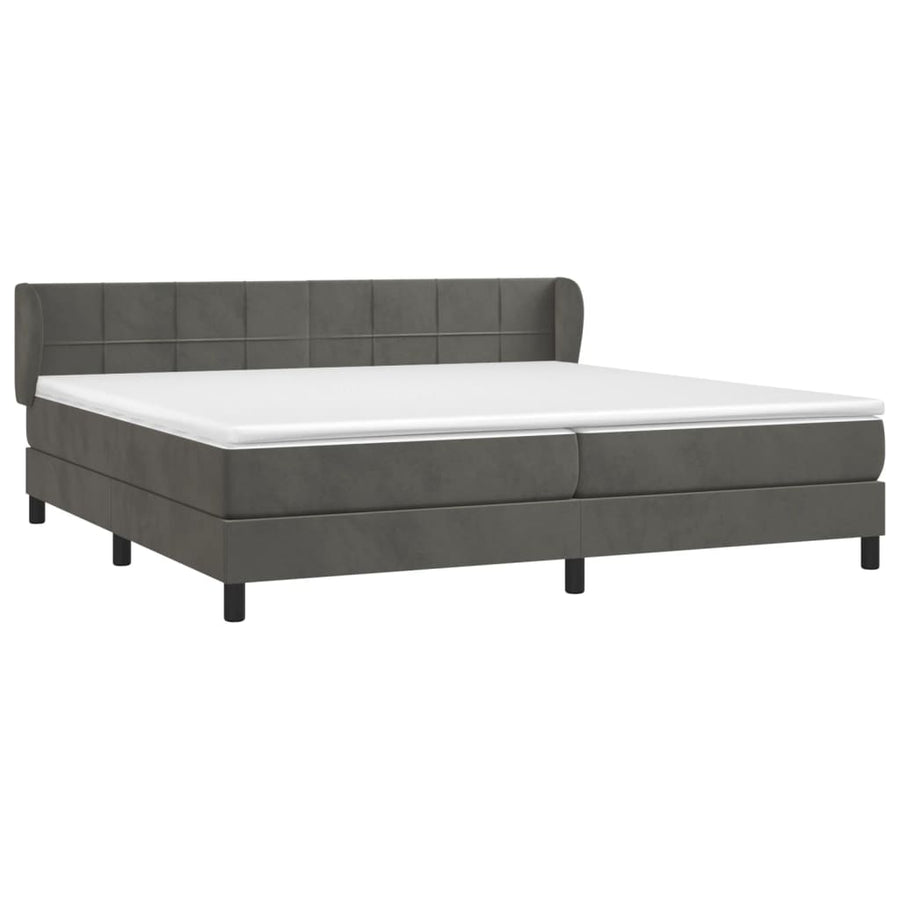 Boxspring Met Matras Fluweel Donkergrijs 200 x 200 cm Blok met vierkanten