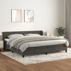 Velvet dark grey box spring with mattress 200x200 cm
