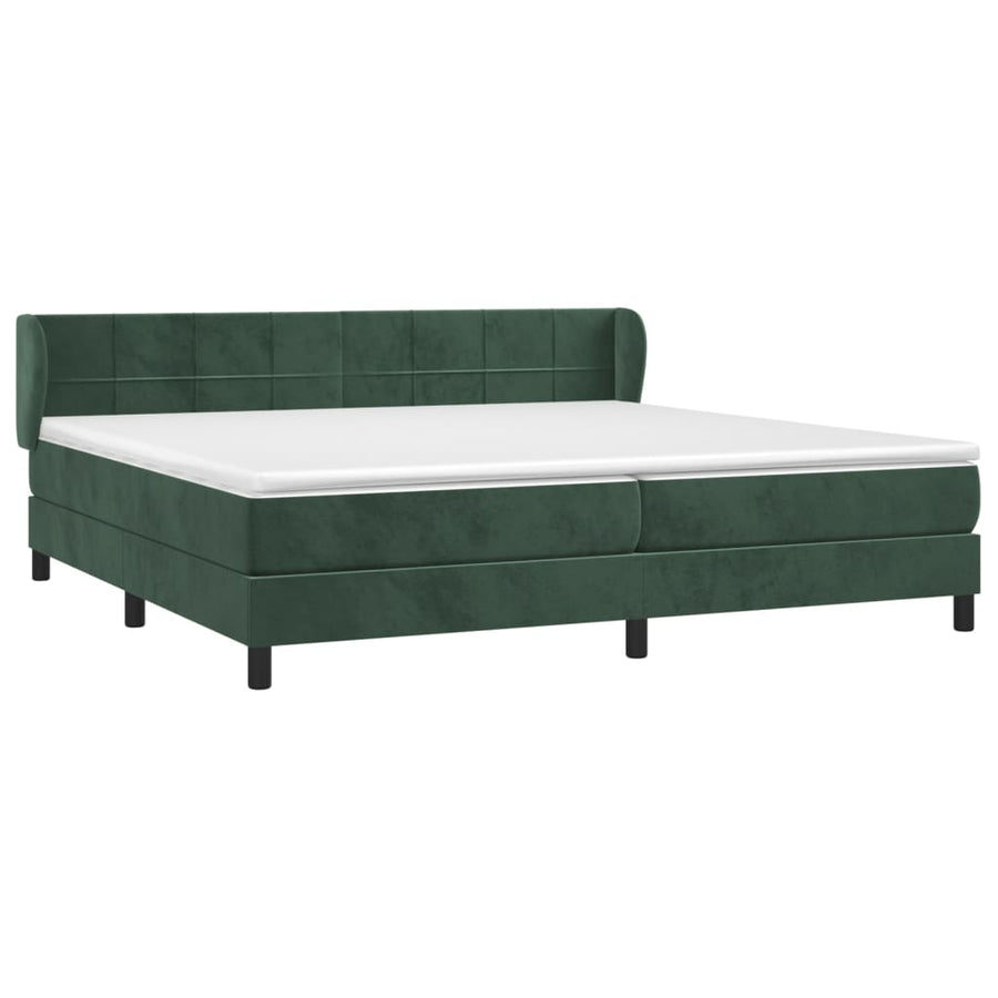 Boxspring Met Matras Fluweel Donkergroen 200 x 200 cm Blok met vierkanten