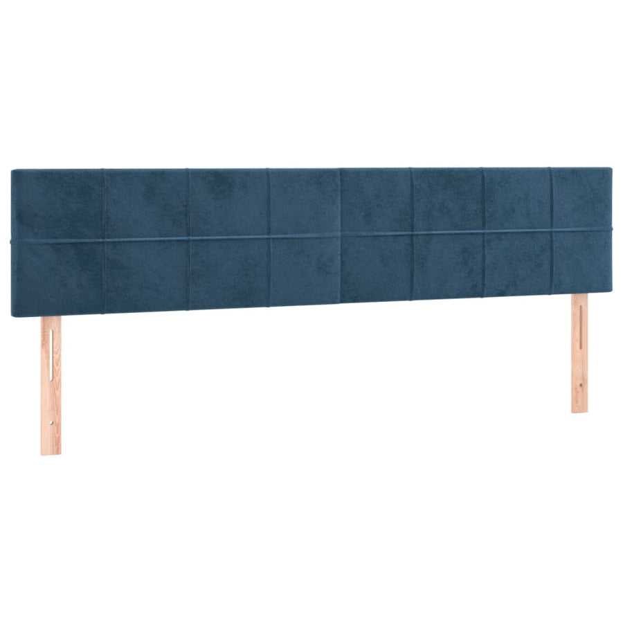 Boxspring Met Matras Fluweel Donkerblauw 200 x 200 cm Blok met vierkanten