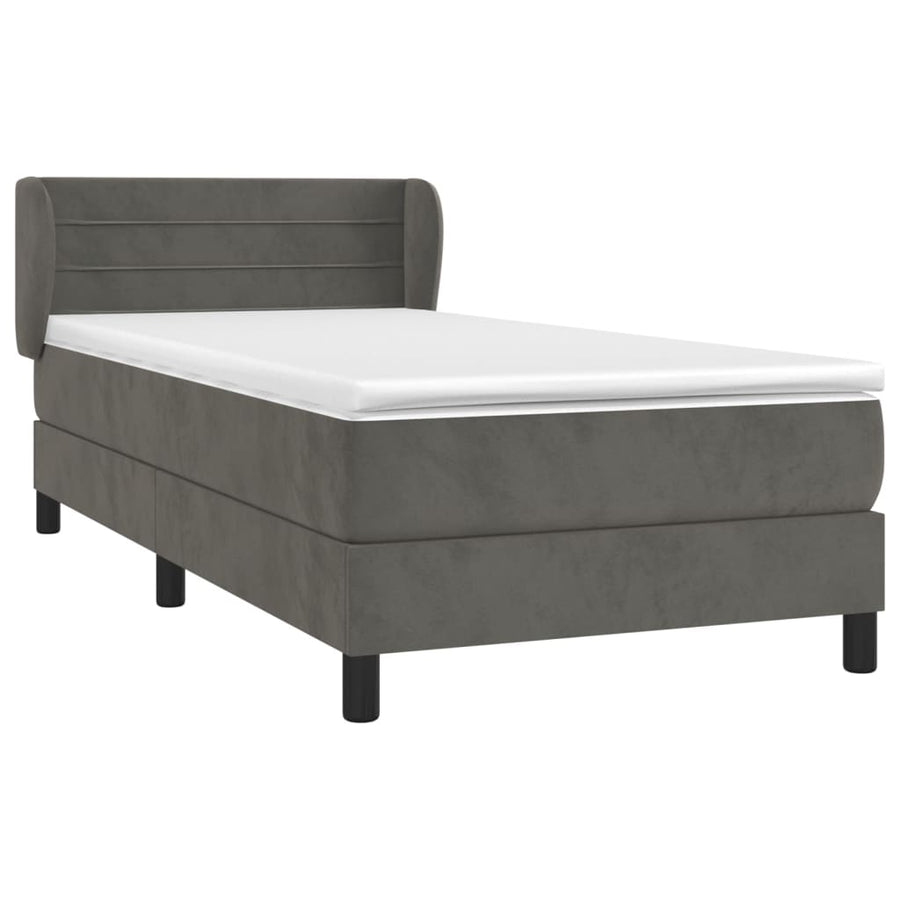Boxspring Met Matras Fluweel Donkergrijs 80 x 200 cm Horizontale strepen