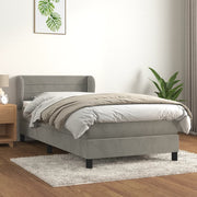 Boxspring met matras 90x190 cm lichtgrijs fluweel