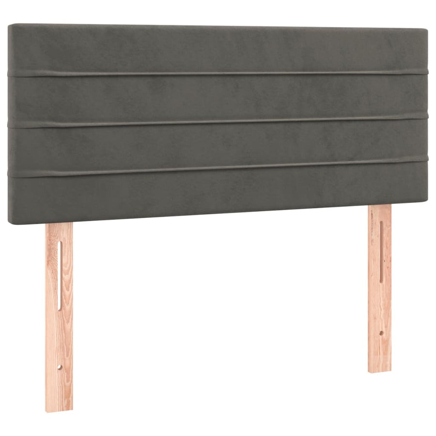 Boxspring Met Matras Fluweel Donkergrijs 90 x 200 cm Horizontale strepen