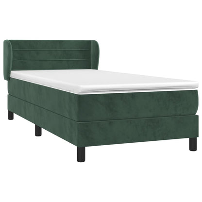 Boxspring Met Matras Fluweel Donkergroen 90 x 200 cm Horizontale strepen