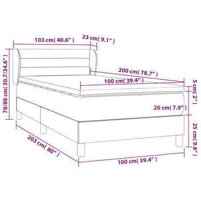 Boxspring Met Matras Fluweel Roze 100X200 Cm 100 x 200 cm Horizontale strepen