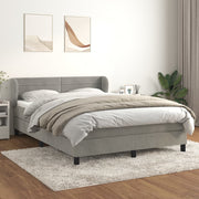 Boxspring 140x190 cm fluweel lichtgrijs met matras