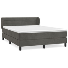 Boxspring Met Matras Fluweel Donkergrijs 140 x 190 cm Horizontale strepen