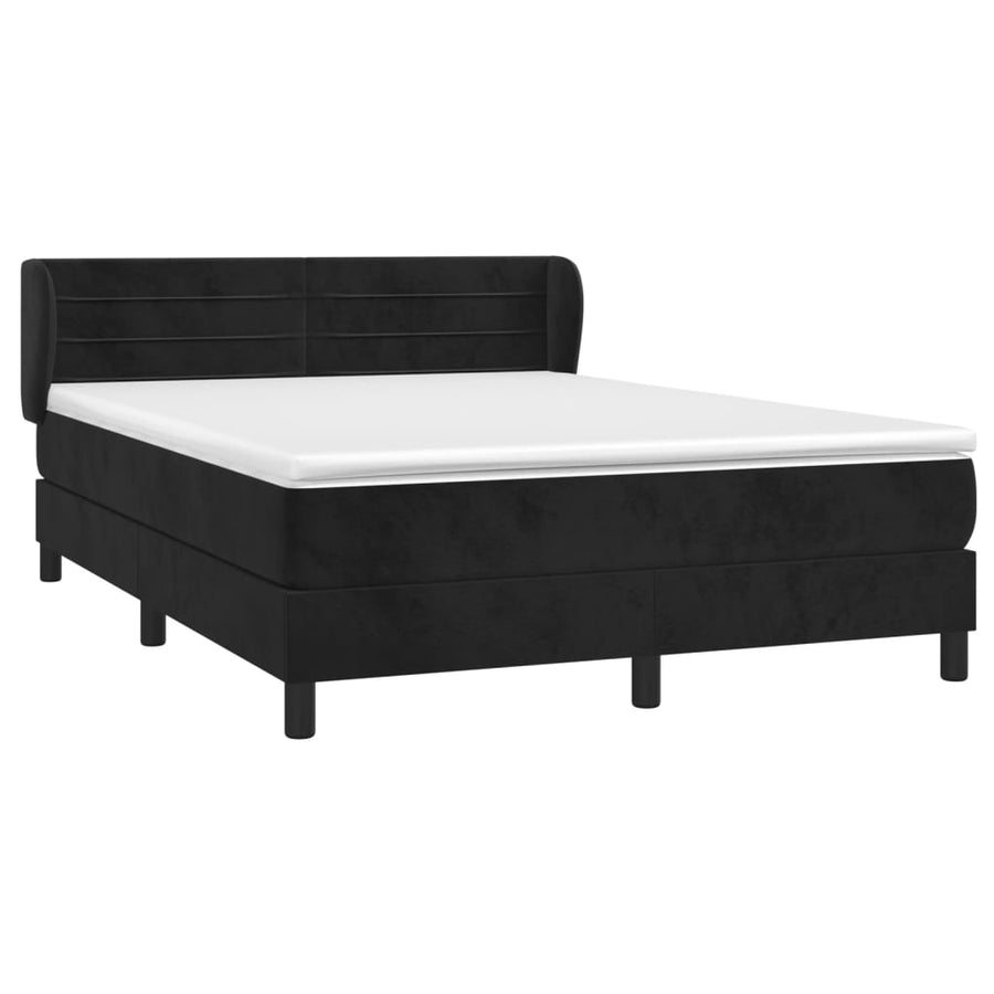 Boxspring met matras fluweel zwart 140x190 cm 140 x 190 cm Zwart
