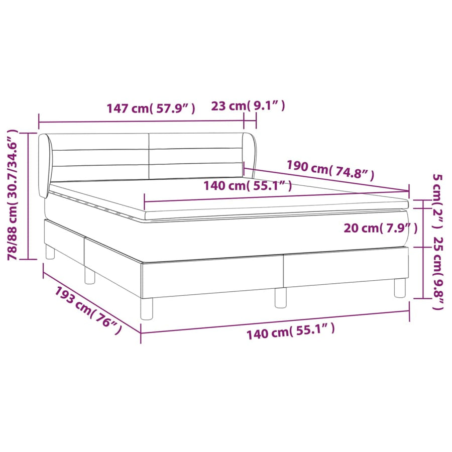 Boxspring met matras fluweel zwart 140x190 cm 140 x 190 cm Zwart