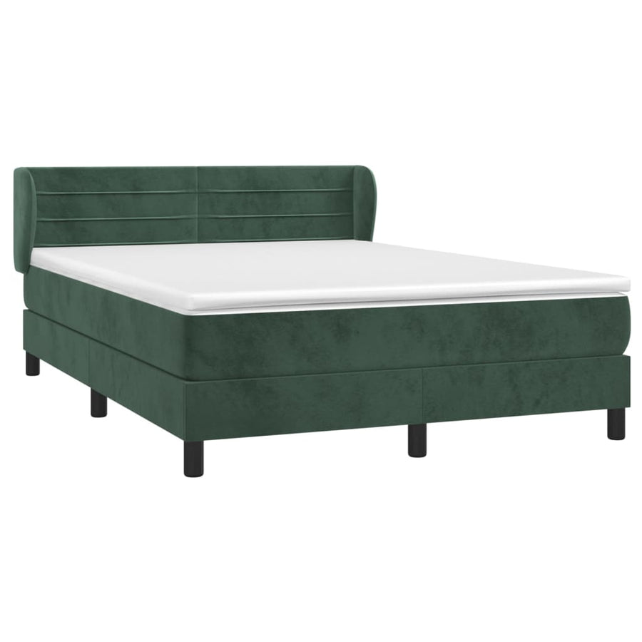 Boxspring Met Matras Fluweel Donkergroen 140 x 190 cm Horizontale strepen