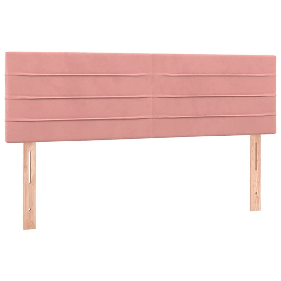 Boxspring Met Matras Fluweel Roze 140 x 200 cm Horizontale strepen