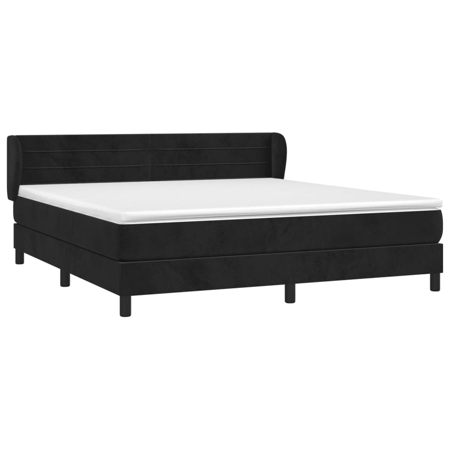 Boxspring met matras fluweel zwart 160x200 cm 160 x 200 cm Zwart
