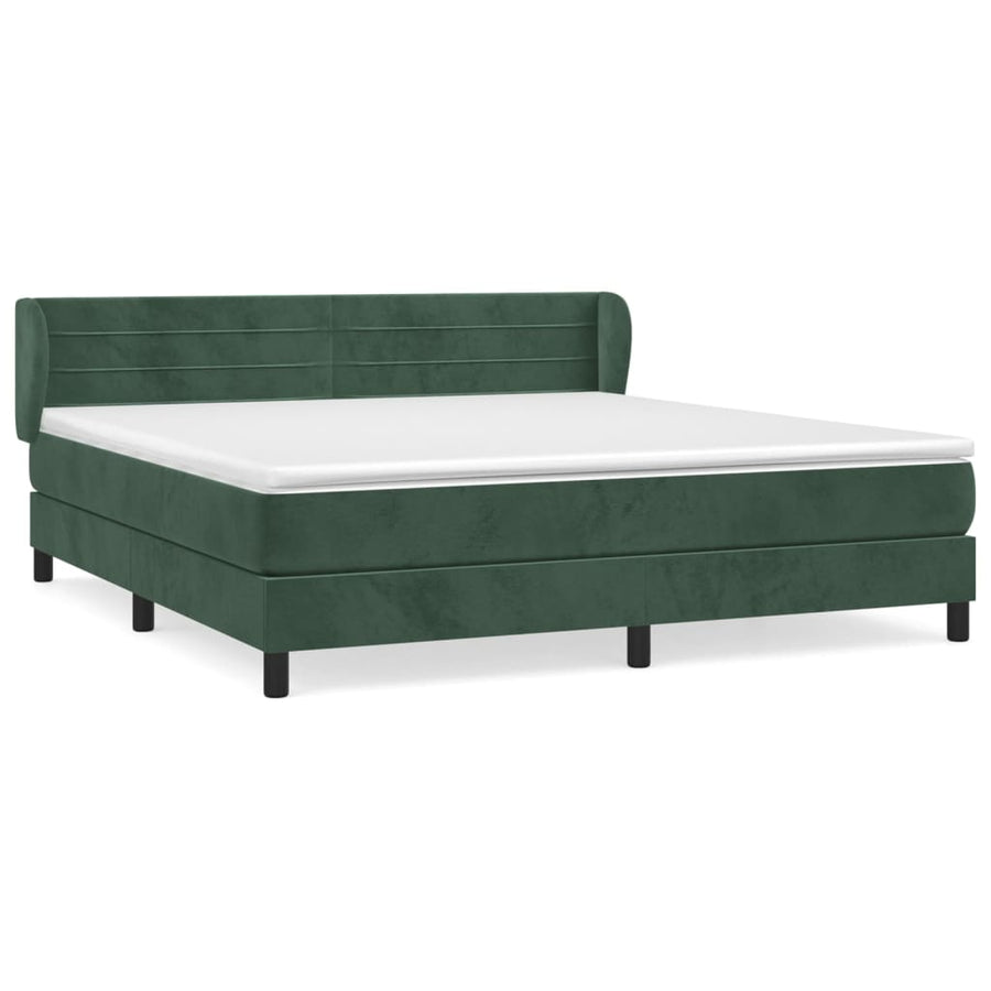 Boxspring Met Matras Fluweel Donkergroen 160 x 200 cm Horizontale strepen
