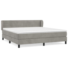 Boxspring Met Matras Fluweel Lichtgrijs 180 x 200 cm Horizontale strepen