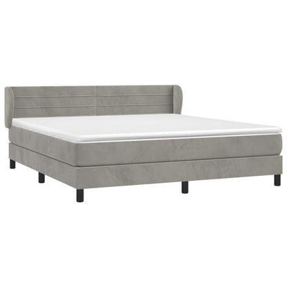 Boxspring Met Matras Fluweel Lichtgrijs 180 x 200 cm Horizontale strepen