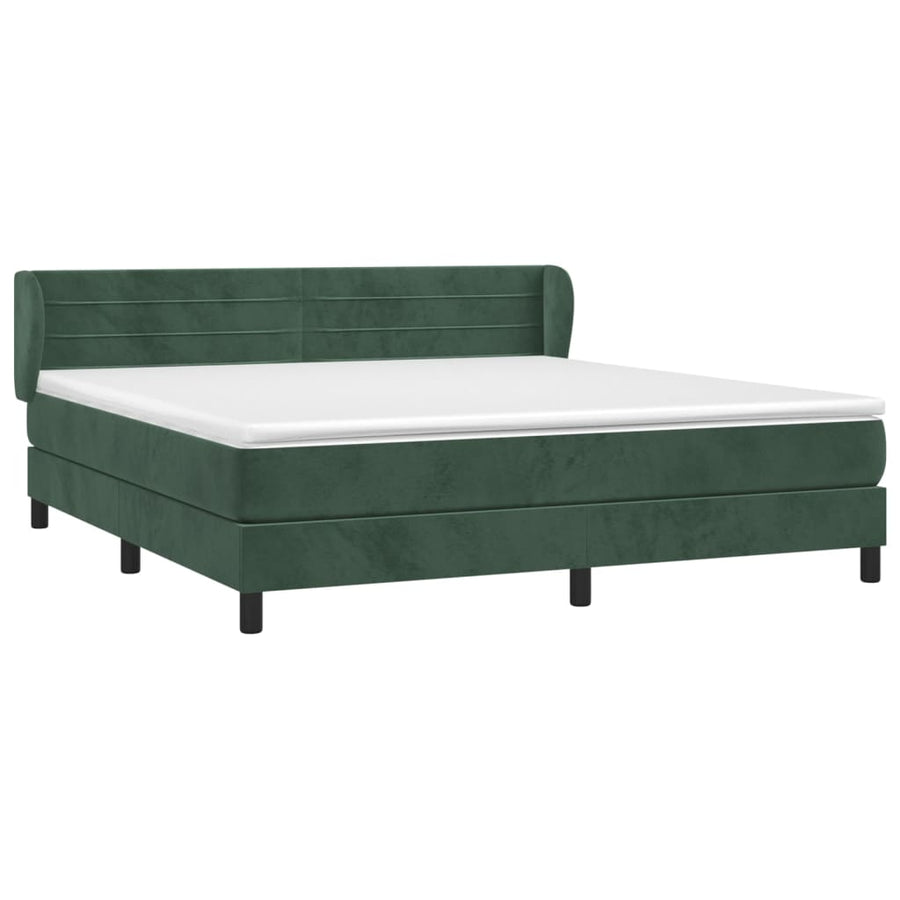 Boxspring Met Matras Fluweel Donkergroen 180 x 200 cm Horizontale strepen