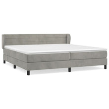 Boxspring Met Matras Fluweel Lichtgrijs 200 x 200 cm Horizontale strepen