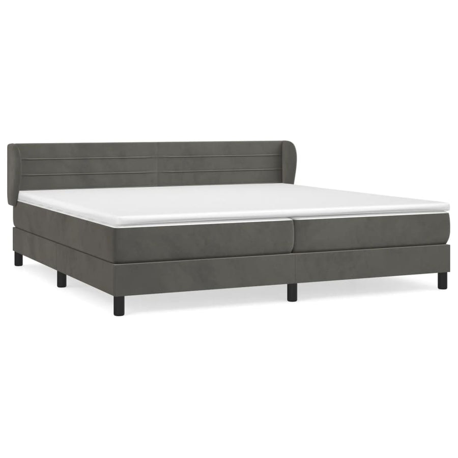 Boxspring Met Matras Fluweel Donkergrijs 200 x 200 cm Horizontale strepen