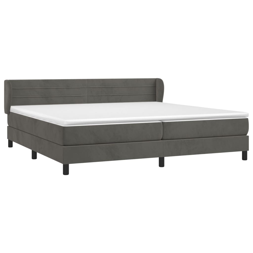 Boxspring Met Matras Fluweel Donkergrijs 200 x 200 cm Horizontale strepen