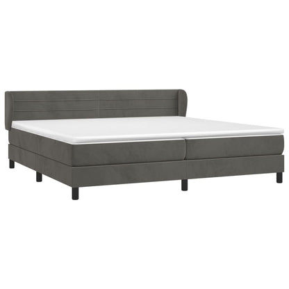 Boxspring Met Matras Fluweel Donkergrijs 200 x 200 cm Horizontale strepen