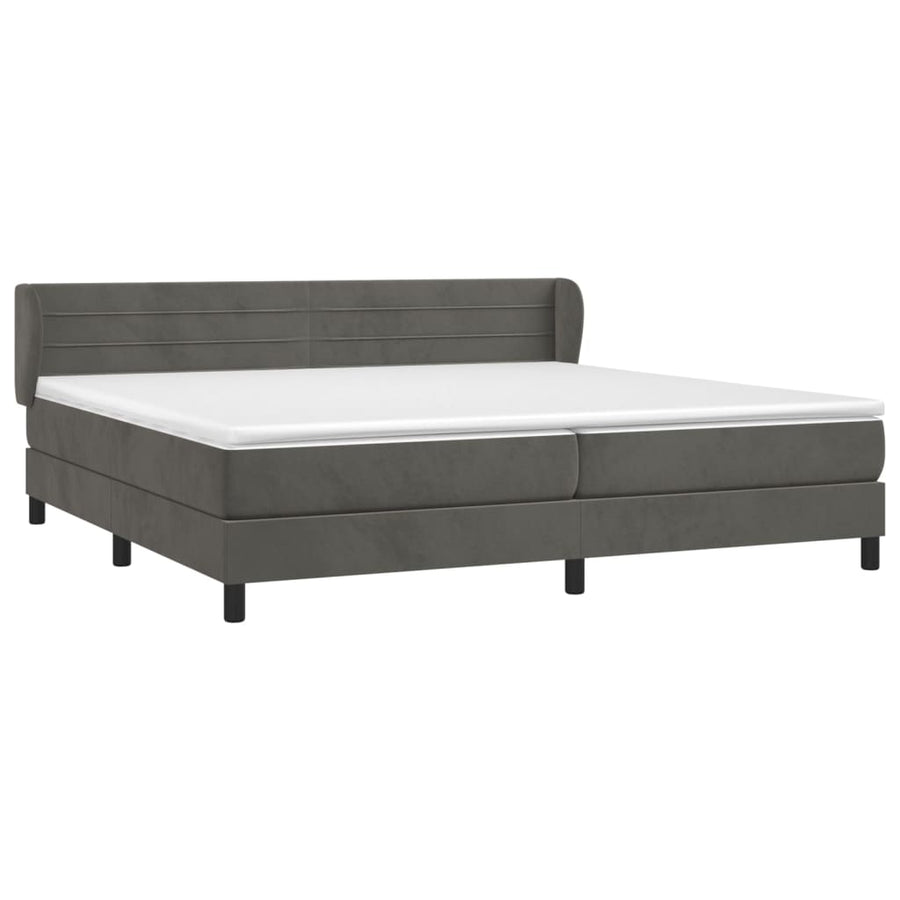 Boxspring Met Matras Fluweel Donkergrijs 200 x 200 cm Horizontale strepen