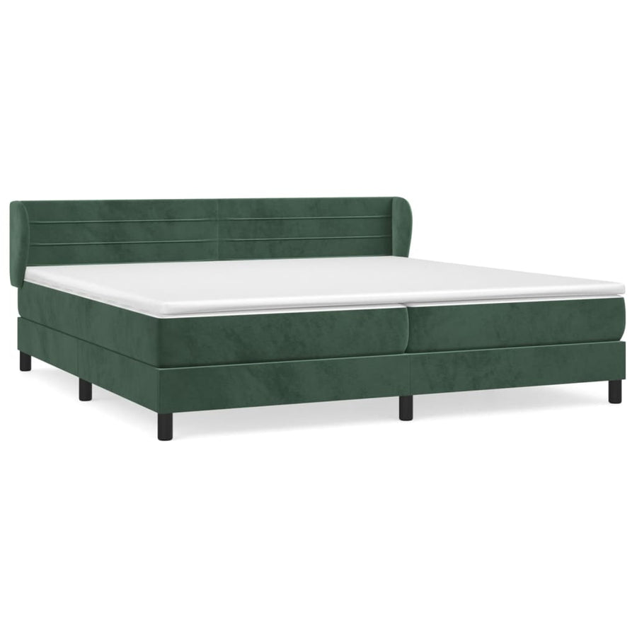 Boxspring Met Matras Fluweel Donkergroen 200 x 200 cm Horizontale strepen