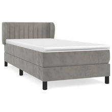 Boxspring Met Matras Fluweel Lichtgrijs 80 x 200 cm Verticale strepen
