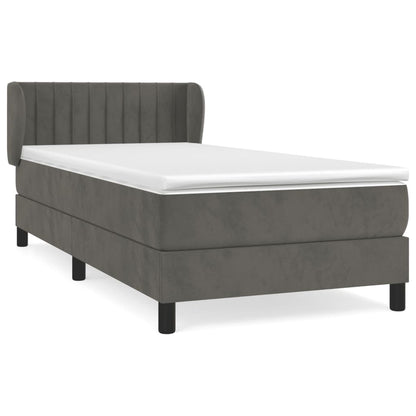 Boxspring Met Matras Fluweel Donkergrijs 90 x 190 cm Verticale strepen