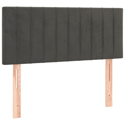 Boxspring Met Matras Fluweel Donkergrijs 90 x 190 cm Verticale strepen