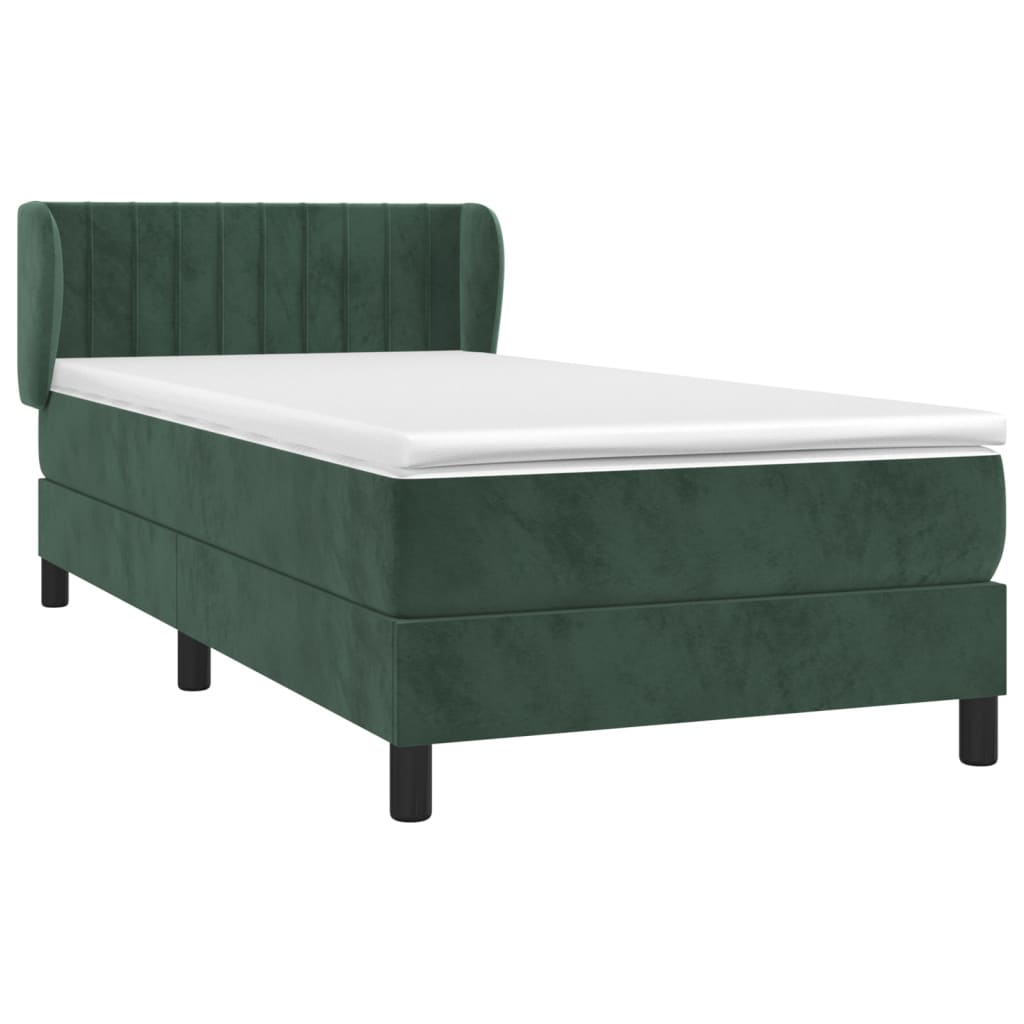 Boxspring Met Matras Fluweel Donkergroen 90 x 190 cm Verticale strepen