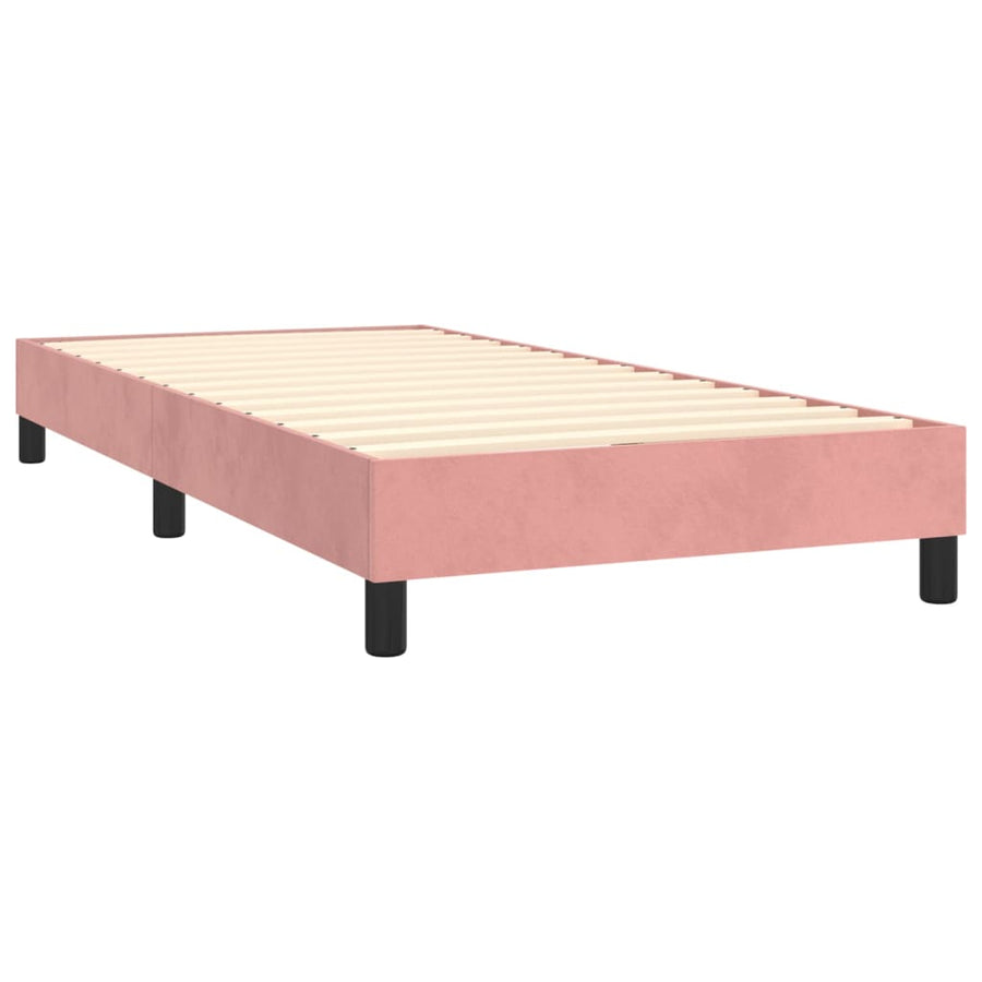 Boxspring Met Matras Fluweel Roze 90 x 190 cm Verticale strepen