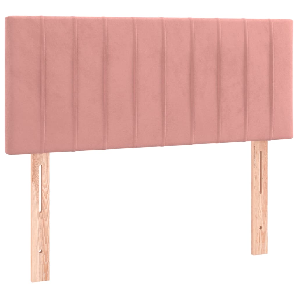 Boxspring Met Matras Fluweel Roze 90 x 200 cm Verticale strepen