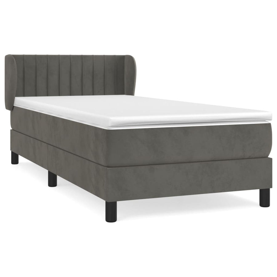 Boxspring Met Matras Fluweel Donkergrijs 100 x 200 cm Verticale strepen