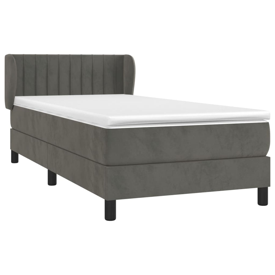 Boxspring Met Matras Fluweel Donkergrijs 100 x 200 cm Verticale strepen