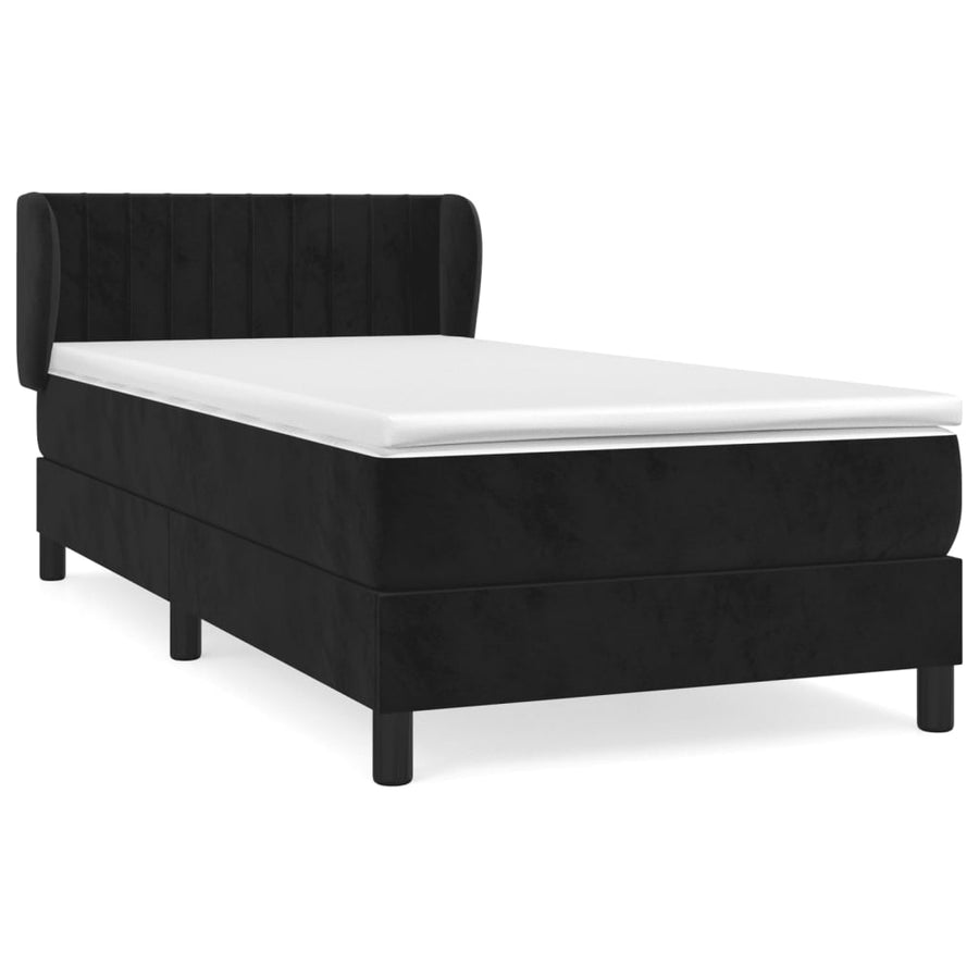 Boxspring met matras fluweel zwart 100x200 cm 100 x 200 cm Zwart