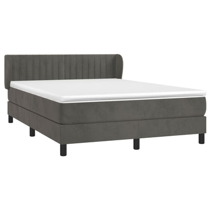 Boxspring Met Matras Fluweel Donkergrijs 140 x 190 cm Verticale strepen