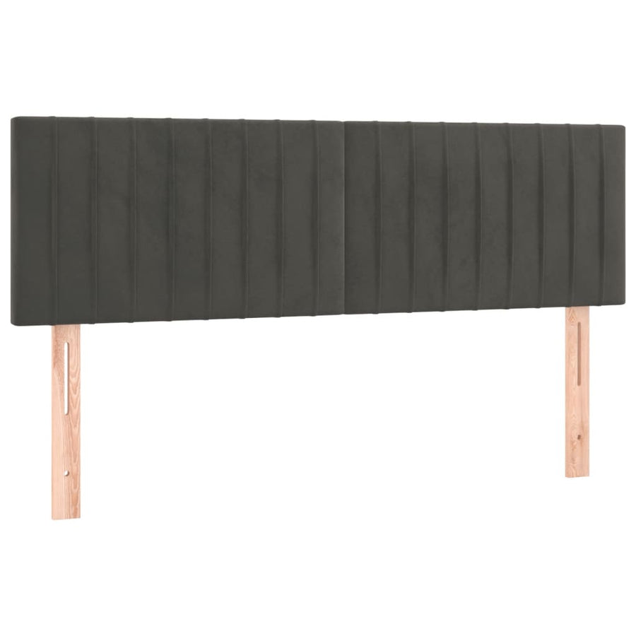 Boxspring Met Matras Fluweel Donkergrijs 140 x 190 cm Verticale strepen