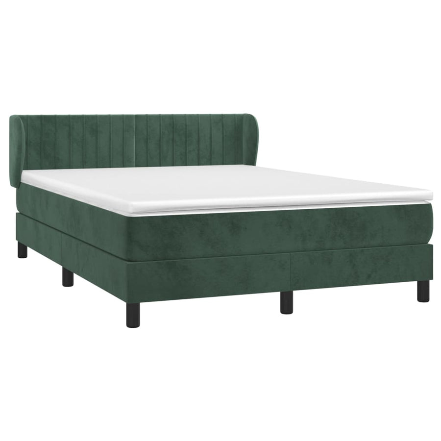 Boxspring Met Matras Fluweel 140 x 190 cm Donkergroen