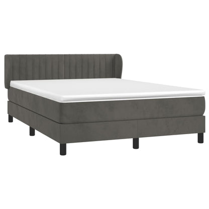 Boxspring Met Matras Fluweel Donkergrijs 140 x 200 cm Verticale strepen