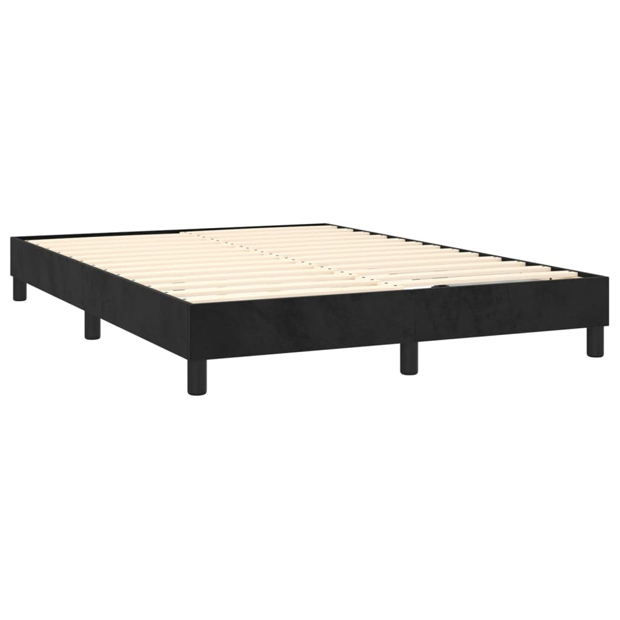 Boxspring Met Matras Fluweel Zwart 140 x 200 cm Verticale strepen