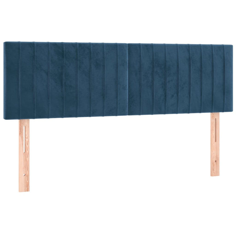 Boxspring Met Matras Fluweel Donkerblauw 140 x 200 cm Verticale strepen