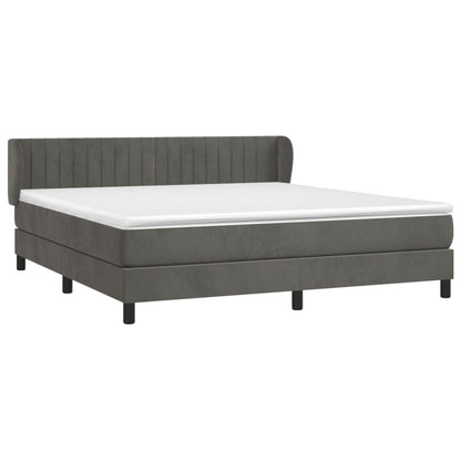 Boxspring Met Matras Fluweel Donkergrijs 160 x 200 cm Verticale strepen