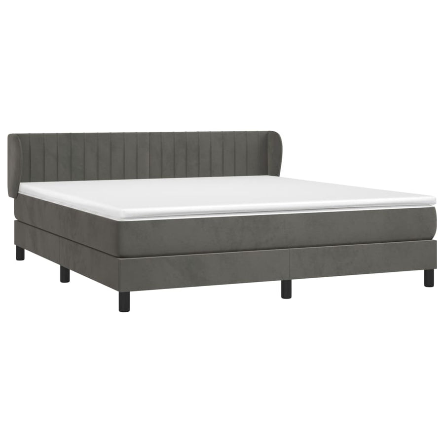 Boxspring Met Matras Fluweel Donkergrijs 160 x 200 cm Verticale strepen