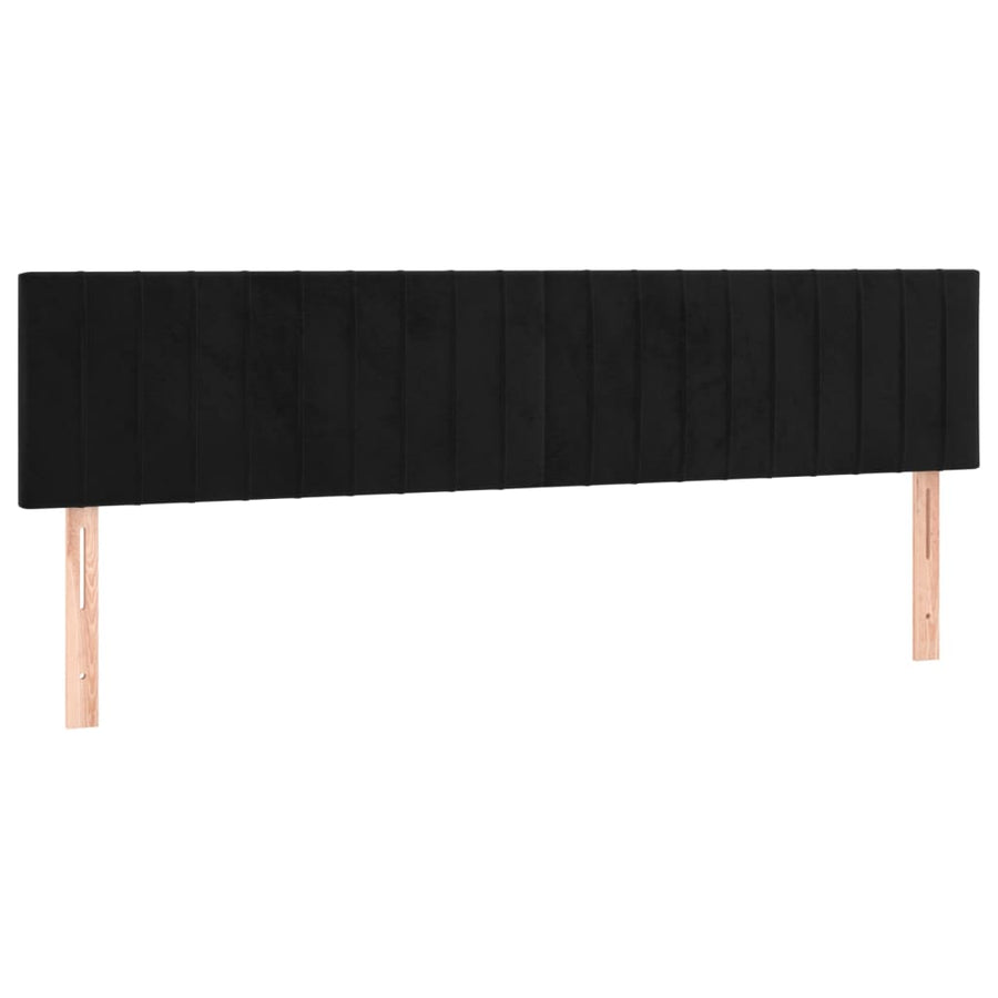 Boxspring met matras fluweel zwart 160x200 cm 160 x 200 cm Verticale strepen