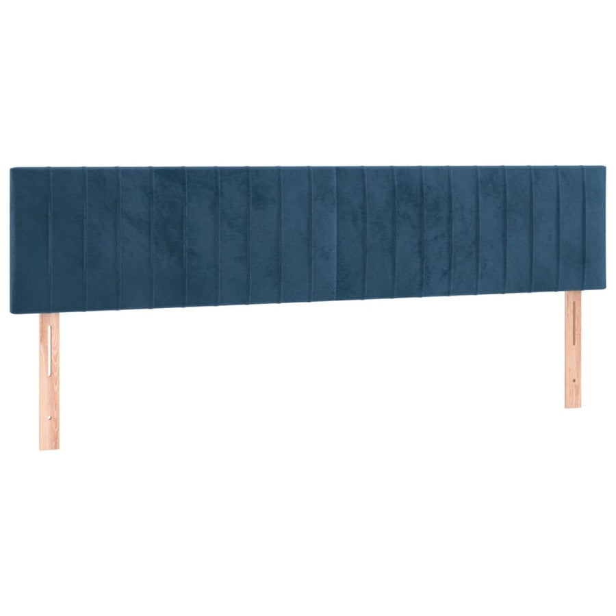 Boxspring Met Matras Fluweel Donkerblauw 160 x 200 cm Verticale strepen