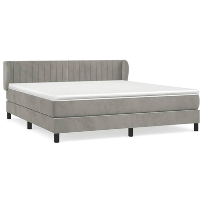 Boxspring Met Matras Fluweel Lichtgrijs 180 x 200 cm Verticale strepen