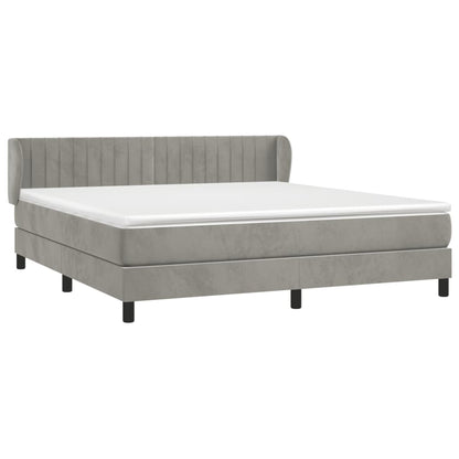 Boxspring Met Matras Fluweel Lichtgrijs 180 x 200 cm Verticale strepen