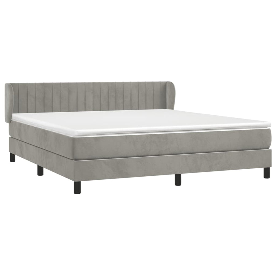 Boxspring Met Matras Fluweel Lichtgrijs 180 x 200 cm Verticale strepen