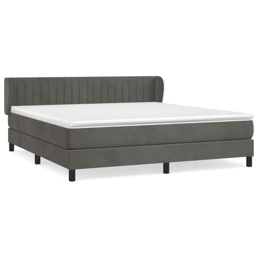 Boxspring Met Matras Fluweel Donkergrijs 180 x 200 cm Verticale strepen